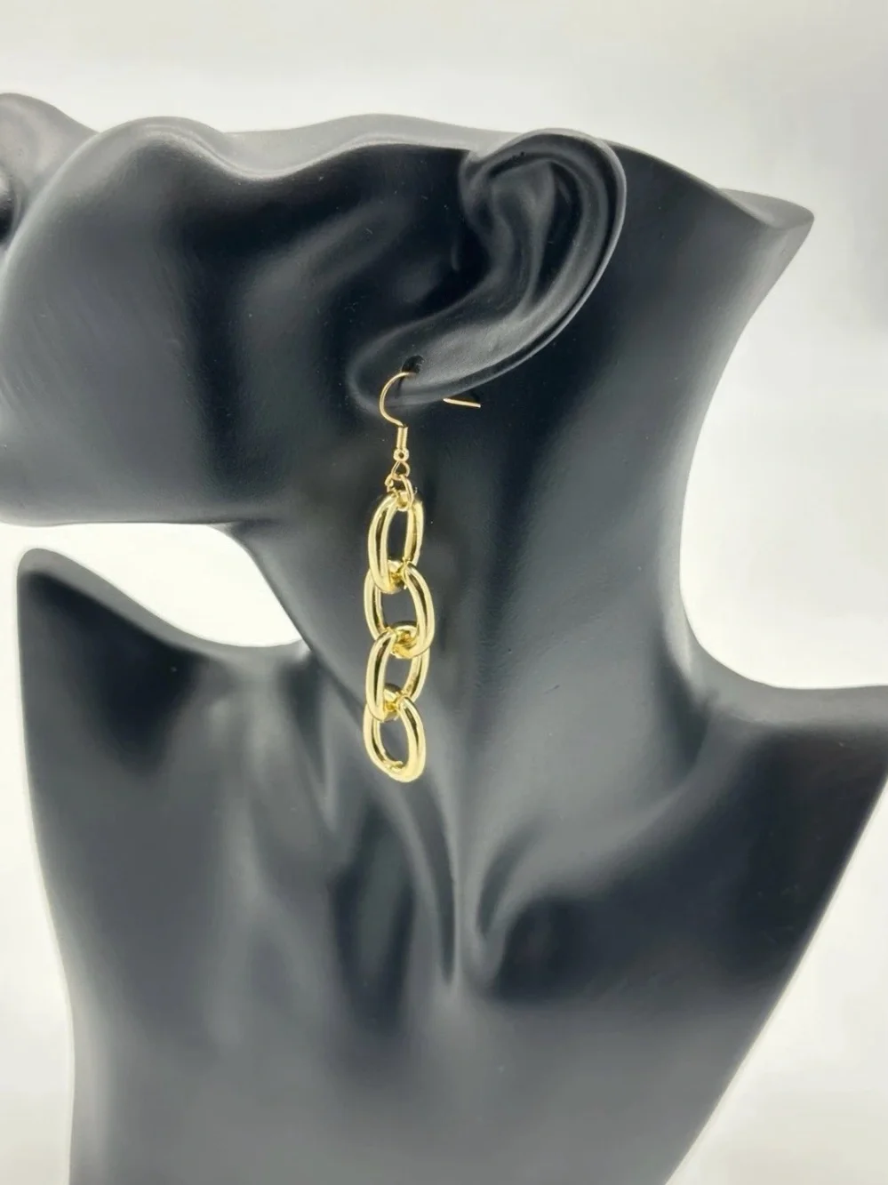 Chunky Gold Chain Link Dangle Earrings Statement Drop French Hook Fashion 3 inch